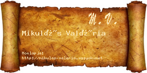 Mikulás Valéria névjegykártya